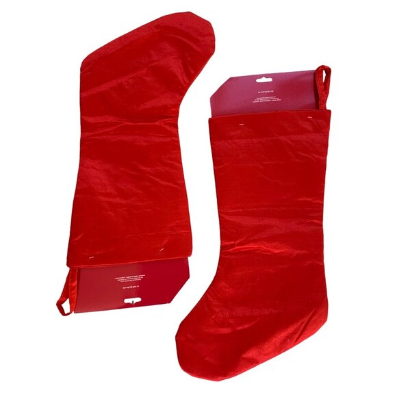 Winter Wonder Red Christmas Stockings Set 2 Satin Love Couple Sequin Starburst - Picture 10 of 11